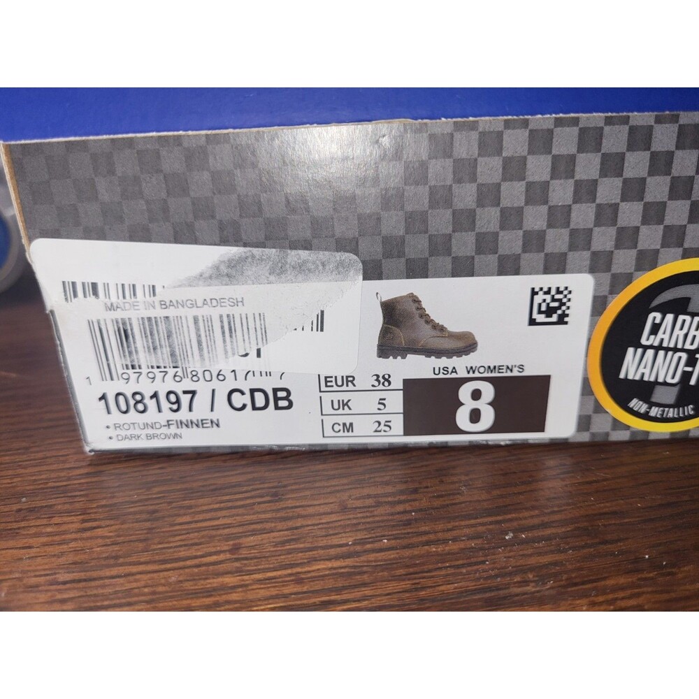 Skechers Work Rotund Finnen Women 8 Brown Carbon Nano Safety Toe Boots NIB - Picture 4 of 4